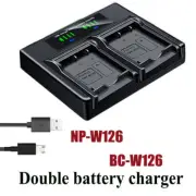 Dual Battery Charger For Fujifilm NP-W126 X-E1 X-E2 E2S E3 H1 M1 T1 T2 T3 T10