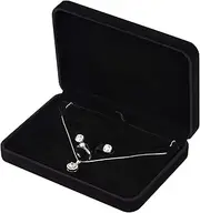 LETURE Large Velvet Jewelry Set Box, Big Necklace and Ring Earring Pendant Gift Box, Pearl/Chunky Necklace Jewelry Storage Case (Black)