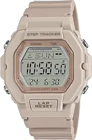 [Casio] DIGITAL STEP TRACKER LED, DUAL TIME, 100M WR LATTE BROWN RESIN BAND