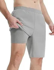 [baleaf] Men's 9" Athletic Shorts 2 in 1 Quick Dry Running Workout Gym Shorts with Pockets Lightweight