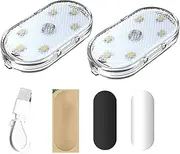 2Pcs Car LED Lights Interior, 7 Colors Ambient Light, Touch Sensor Rechargeable Car Interior Reading Light