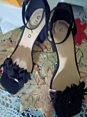 NIB Black Ankle Strap Heels 8.5 M BY: UNISA