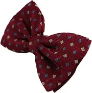[Zasel] Mens Dark Red Square Patterned Bow Tie Dark Red, Light Blue, Gold