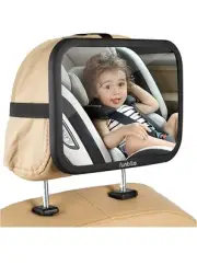 Baby Car Mirror Most Stable Backseat with Premium Matte large, BLACK New