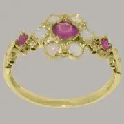Solid 18k Yellow Gold Natural Ruby & Opal Womens Ring - Sizes 4 to 12