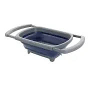 XL KITCHEN STRAINER COLLAPSIBLE SILCONE OVER-THE-SINK COLANDER EXTENDABLE HANDLE