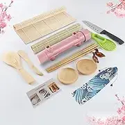 Sushi Making Kit, Sushi Maker Contain Sushi Bazooka/Sushi Roller, Sushi Mat,Paddle,Spreader,Sushi Knife, Chopsticks,Chopsticks Holder, Avocado Slicer, Sauce Dish，Sushi Making Kit for Beginners