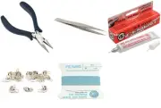 Bead Tip Kit - Pliers, Tweezers, Cement, 12 Bead Tips & Turqoise Bead Cord #6