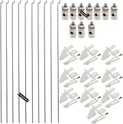 10Pcs Adjustable Pushrod Connector Linkage Stopper 1.3mm & 10Pcs Nylon Control Horns 21x10 mm & 10Pcs 1.2 x 210mm Steel Z Push Rods Parts for RC Airplane Plane Boat
