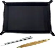 TRASB-701S-HS47S Japanese Grain Cowhide Leather Pen Tray Black Metal Indicator Stick and Maple Wood Axis Retro Ballpoint Pen Set