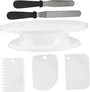 CIYODO 1 Set Cake Decorating Tools Rotating Cake Turntable Scrapers Plastic Spatula for Baking and Easy Clean Up