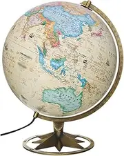 Classic Retro 12-Inch Globe with Metal Stand - Illuminated LED World Globe for Kids and Adults