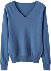 [Rzzeel] Cashmere Sweaters for Women Long Sleeve V Neck Sweaters for Women Lightweight Pullover Womens Cashmere Sweater