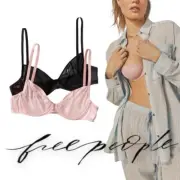 NWT! Free People Heart Throb Bra Pink Mesh Underwire Satin Medium MSRP $48