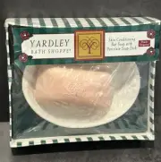 Yardley Bath Shoppe Skin-Conditioning Bar Soap Peach Elegance w Porcelain Dish