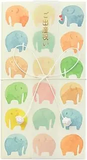 Midori 25366006 Celebration Bag, Gold Seal, Baby Shower, Watercolor, Elephant Pattern