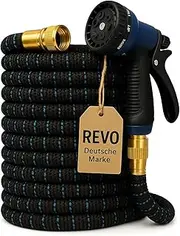 Garden Flexible Garden Hose 15 m - High Pressure Resistant up to 30 Bar, Kink Free & Stretchy, UV & Weatherproof, Lightweight & Robust Water Hose (Black/Blue)