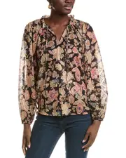 Vince Camuto Foil Pattern Peasant Blouse