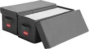Premium CD Storage Box - Stackable CD Organizer Box with Lid - Holds 70 Jewel Cases - 14.37 x 5.5 x 6.3 inches - 2 Pack - Grey