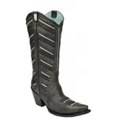 CORRAL Women's Chunky Zippered and Studded Cowgirl Boot Snip Toe - A2890
