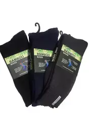 3 Pairs Thick 92% Bamboo Cushion Blue Socks for Walking, Boot, Work 6-11, 11-14