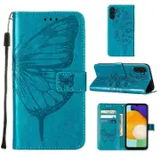 For Samsung Galaxy A34 5G Case, Butterfly PU Leather, Blue
