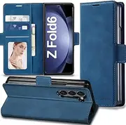 Mobile Phone Case for Samsung Galaxy Z Fold 6 Leather [3 Card Slots] Flip Case for Samsung Galaxy Z Fold6 Case Leather Wallet Foldable Shockproof Cover Case for Samsung Galaxy Fold6 Flip Case