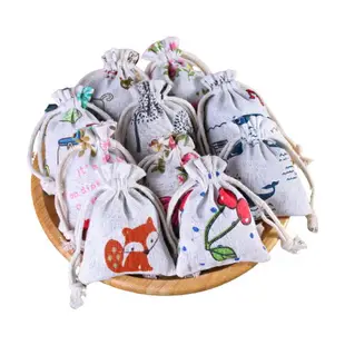 日式彩繪束口袋-9x7cm 萬用抽繩收納袋 手提棉麻布收納袋 飾品袋婚禮小物袋 贈品禮品