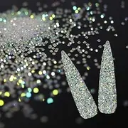 10000Pcs Tiny Rhinestones 1.2mm Clear AB Flatback Glass Pixie Crystals, Iridescent Gems Long Lasting Shine Small Sugar Beads Dust Charms for Nail Design DIY Crafts Accessories