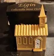 Elgin Mini Church Collectable Clock Gold Tone Brand New Mint Condition