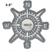 Compass Patch Embroidered Iron-on Applique Nature Badge, Souvenir, Direction