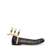 [Caovilla] Caovilla Juniper Leather Ballerina Shoes 37 IT BLACK/GOLD
