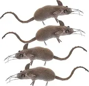FUNOMOCYA 4pcs Artificial Mice Figurines for Home Decor Tiny Imitation Mice Statues Cake Decoration Safe Wire Material Unique Party Favor for Miniature Scenes Random Color