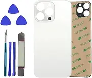 13 Pro Max Back Glass Replacement for iPhone 13 pro max Max Rear Back Glass Panel Replacement with Pre-Installed Adhesive + Tools (Silver)