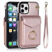 RFID Anti-Theft iPhone Wallet Case With Card Holder Finger Ring Holder-Red&Gold