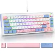 65% Percent Gaming Keyboard Hot-Swappable with Side Light Strip, 68 Keys Wire...