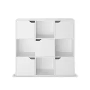 Rowan 3-Tier Cube Storage Display Unit with Doors - White White