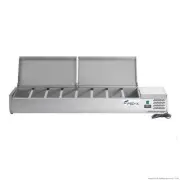 Countertop Prep Fridge w S/S Lid Fits 8x 1/3GN 1800mm NO PANS Salad Pizza