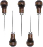 COHEALI 5pcs Wooden Scratch Awls for Leather Crafting Durable Handsewing Tools with Comfortable Handle for Sewing Drilling and Patchwork Projects