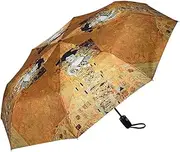 VON LILIENFELD Gustav Klimt: Adele Pocket Umbrella Windproof Automatic Open and Close Stable Light Compact Art, gold, D100/L50, Pocket umbrella