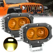 2x 4INCH 80W LED Driving Work Light Spot Flood Pod OffRoad Truck Yellow FOG Lamp