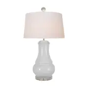 Beautiful White Porcelain Vase Clear Base Table Lamp 30"