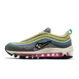 Nike 休閒鞋 Air Max 97 SE GS 童鞋 大童 女鞋 灰黃 子彈 刺繡 復古 氣墊 DN4381-001 [ACS 跨運動]