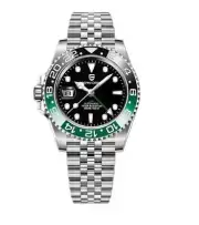 Custom Made GREEN&BLACK GMT Sub Style Diver Mod Watch w/ NH34 Movement