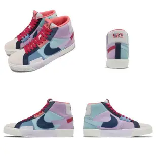 【NIKE 耐吉】滑板鞋 Zoom Blazer Mid 運動 男女鞋 SB 異材質拼接 氣墊 避震 情侶款 藍 紫(DA8854-500)