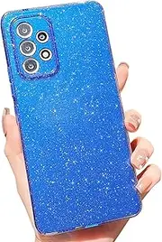 [MINSCOSE] Compatible with Samsung Galaxy A53 5G Case,Cute Bling Glitter Thin Slim Shockproof TPU Sparkly Cover for Women Girl for Galaxy A53 6.5 INCH-Dark Blue