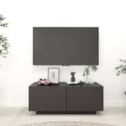 NNEVL TV Cabinet High Gloss Grey 100x35x40 cm Chipboard
