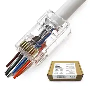 UTP RJ45 Connectors, Cat6 Pass Through Plugs 50-Pack 8P8C T568B T568A XANHAM