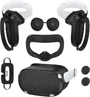 for Oculus Quest 2 Accessories Face Cushion Cover for Quest 2 Contorller Grips Lens Cover VR Silicone Covers VR Shell Cover Thumbsticks Covers for Meta Quest 2 Disposable Eye Cover 5pcs (Black)