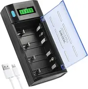 ENEGON Smart Multi-Function Fast Battery Charger for AA AAA C D 9V Rechargeable Batteries with Micro-USB and USB-C Input, LCD Display (Ni-MH Ni-CD Rechargeable Battery)